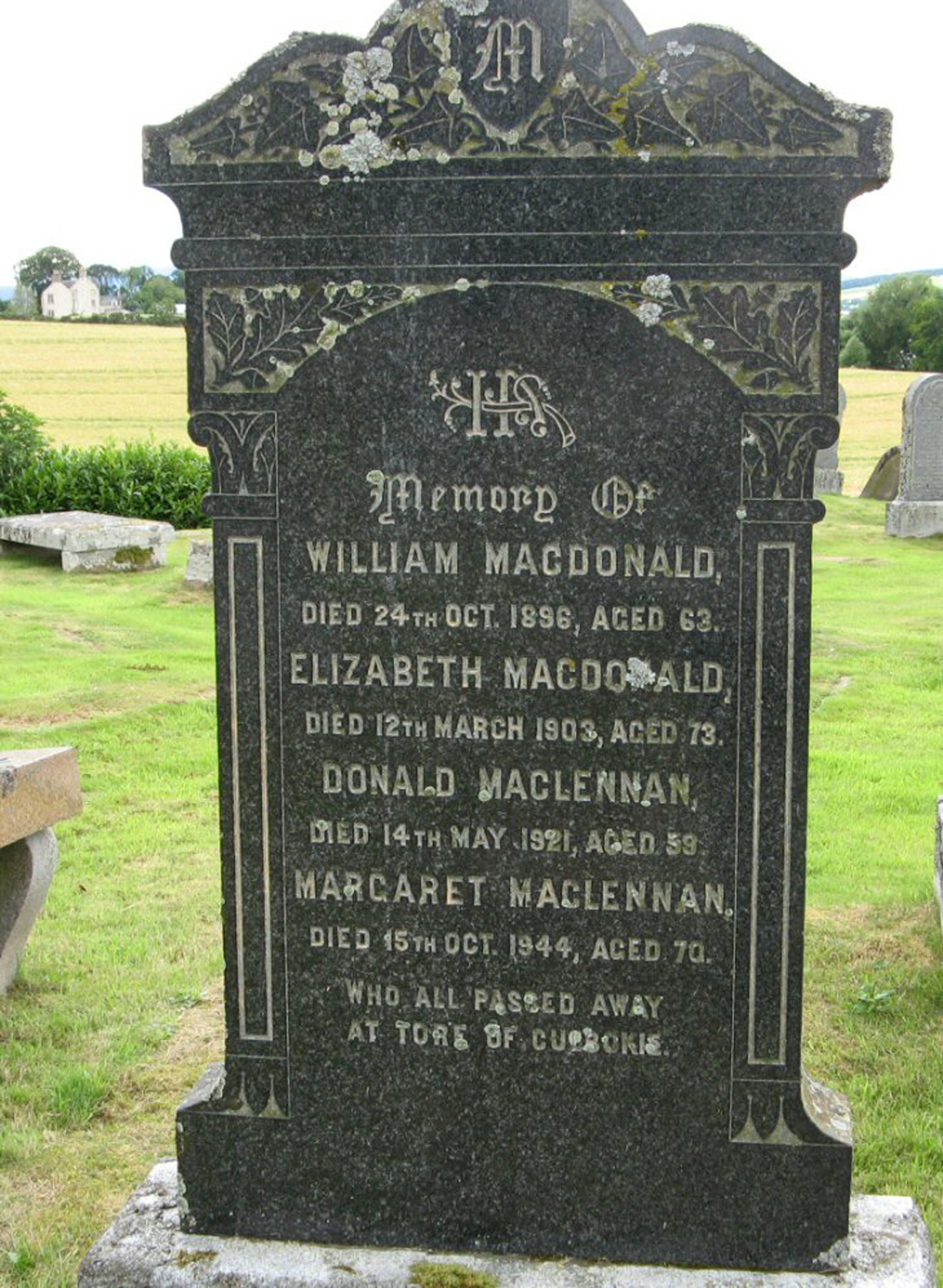 Photo of headstones/Donald McLennan d 1921 MI Urquhart & Logie Wester